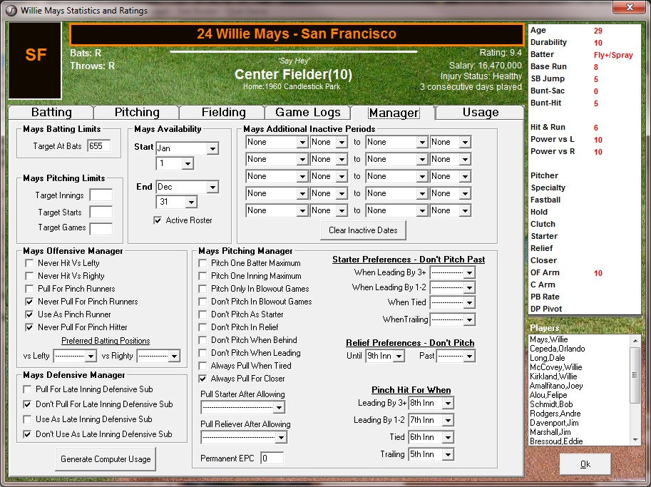 Player Form Manager